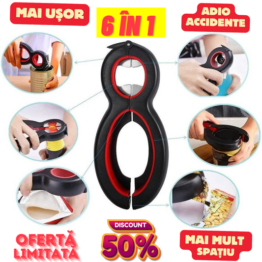 Deschizător 6-1 Ergonomic pentru Borcane și Recipiente